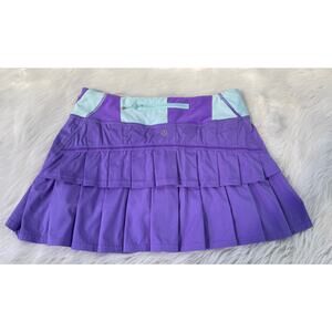 Lululemon Pace Setter Skirt Power Purple Bold Stripe Sz 4 Tennis Skort